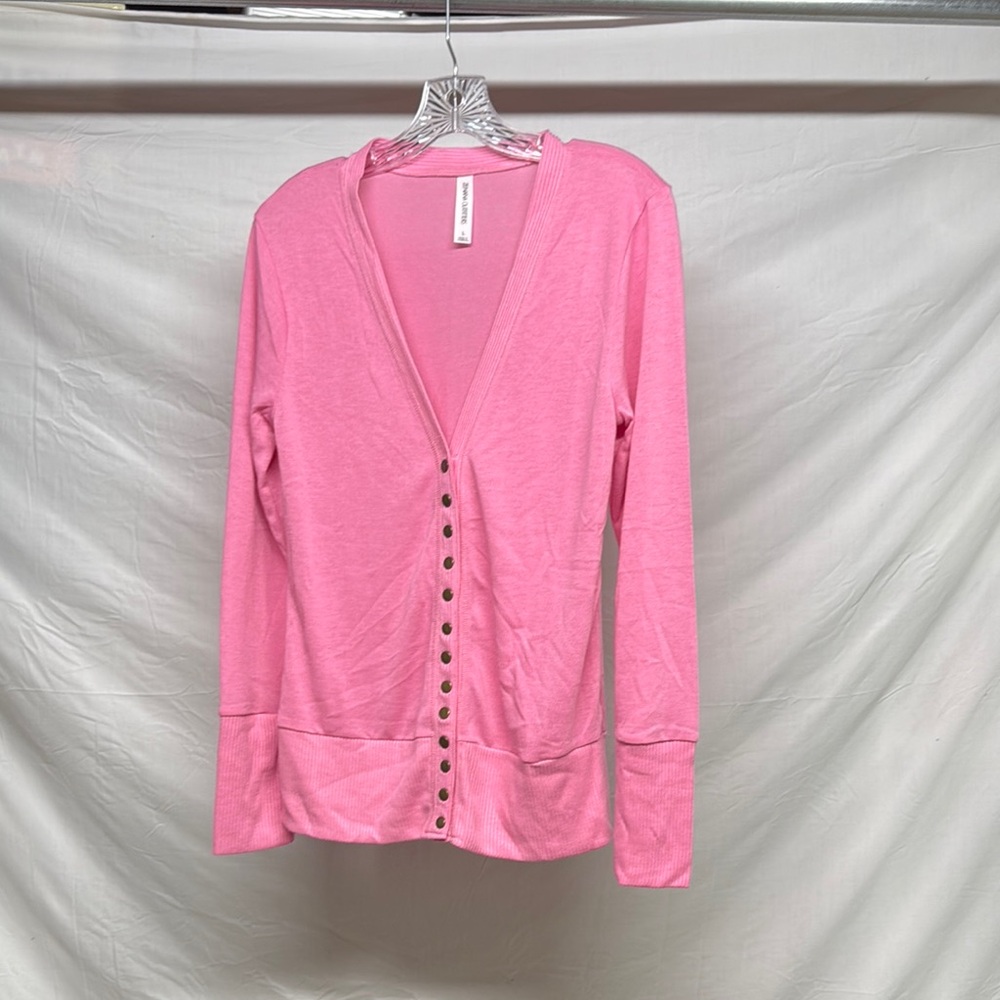 Pink Button-Up Cardigan